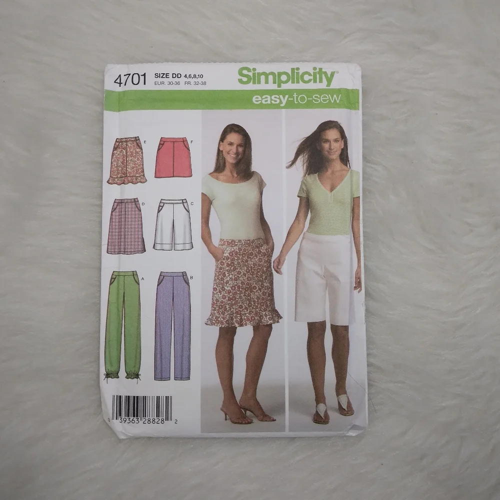 SIMPLICITY 4701 Sz 4-10 EASY TO SEW Pants, Shorts, & Skirts In 3 Lengths